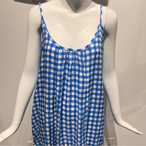 NWT BUENOS NINOS Women's Checkered Print Maxi Dress Adjustable Spaghetti Strap - Picture 5 of 12